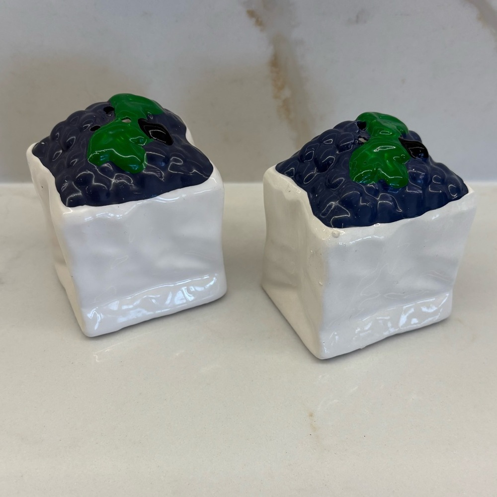 Bags of Fresh Picked Blueberry Novelty Ceramic Salt and Pepper Shakers
